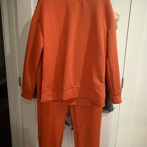 ME Makeover Essentials Bright Orange Cable-Knit Lounge Set